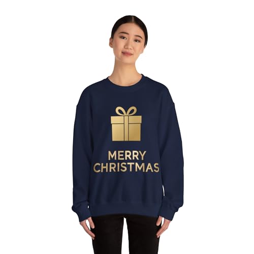 Pull de Noël Merry Present Gold 008 bleu marine en taille S - 4