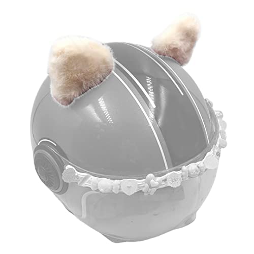 Smart Bear Ears for Helmet Plush Ears Adhesive Velcro Ski Helmet Accessory Cute Triangle Ears for Motorcycle Helmet Decor Off White