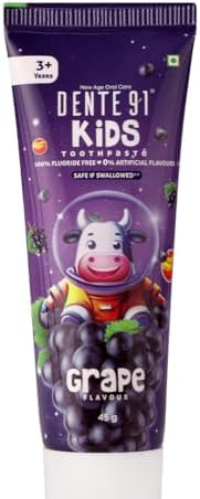 Dente91 Kids Toothpaste, Protects against dental caries & Hypersensitivity, Fluoride Free, Grape Flavour - 45g