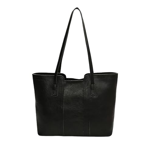 CORIOS Bolsa feminina de couro PU para laptop com zíper pasta de computador designer alça superior, Preto, Large