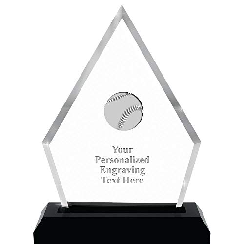 Crown Awards Baseball Acrylics - 5.5" Pyramid Skyline Acrylic Award Baseball Presentation Trophy, Engraving Included Prime