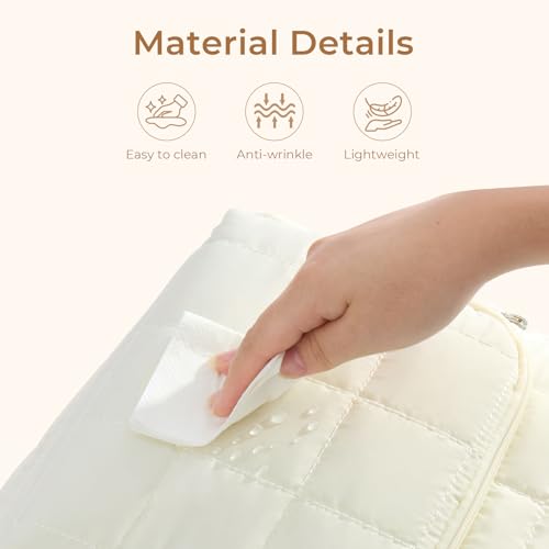 Image of CLUCI Wrinkle-Resistant Laptop Backpack for Women, 17.3 Inch Anti Theft Travel Backpack, Puffer Quilted Work Backpack, Water Resistant College Bookbag with RFID