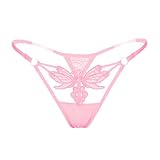 Yamalans Women Sexy Lace See Through Butterfly Flower Low G-Strings Thongs Briefs Panties (Pink)