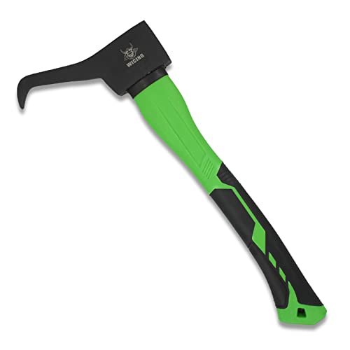 WICING Hookaroon 15 Inch Pickaroon Forged Steel with Anti-Slip & Shock Reduction Grip for Log Lifting and Moving Wood Firewood Tool