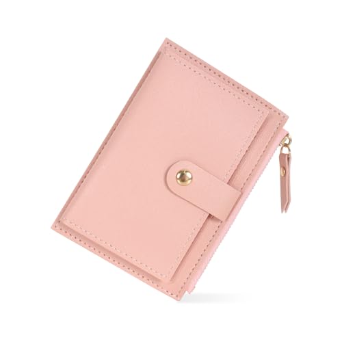Monederos para Mujer, Pequeño Cuero PU Cartera de Mujer, Corto Tarjetero para Tarjetas de Crédito Mujer, con 6 Ranuras para Tarjetas, con Bolsillo de Cremallera para Monedas, 14 * 9 * 0.5cm (Rosa)