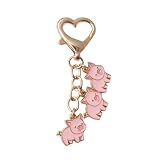 MMIUAEG Cute Puppy Dog Charm Keychains Heart-Shaped Buckle Horse Pig Cow Animal Pendant Keyring Keychain Pet Lover Gifts-Pig