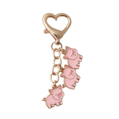 MMIUAEG Cute Puppy Dog Charm Keychains Heart-Shaped Buckle Horse Pig Cow Animal Pendant Keyring Keychain Pet Lover Gifts-Pig