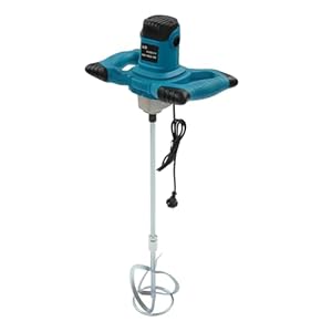 Elektrischer Mörtelrührer 1400W, 6-Stufen Rührwerk mit 0-1200 U/min für Beton, Farbe & Kleber, Profi Mischmaschine mit EU-Stecker, Aluminium Gehäuse, Inklusive Zubehör