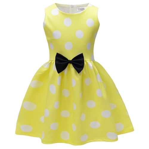 Girls Vintage 50s Dress Retro Polka Dot Sundress, Sleeveless A-Line Midi Dresses for Summer, Holiday Party Outfits