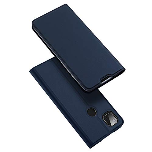 DUX DUCIS Coque Google Pixel 4a 4G, Premium Étui Housse en Cuir de Protection [Stand Support] [Porte-Cartes de Crédit] [Fermeture Magnétique] pour Google Pixel 4a 4G (Bleu Profond)