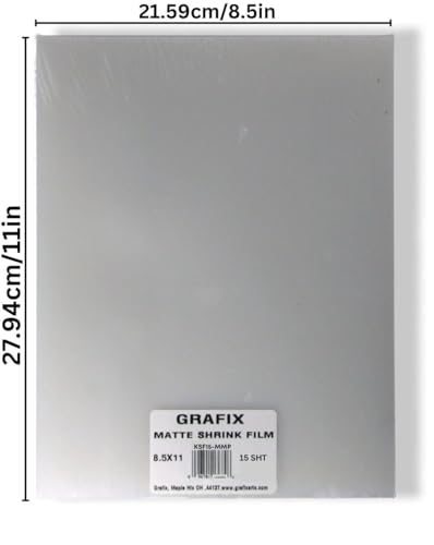 Image of Grafix Shrink Film, Matte Translucent, 8.5 x 11 in, Pack of 15