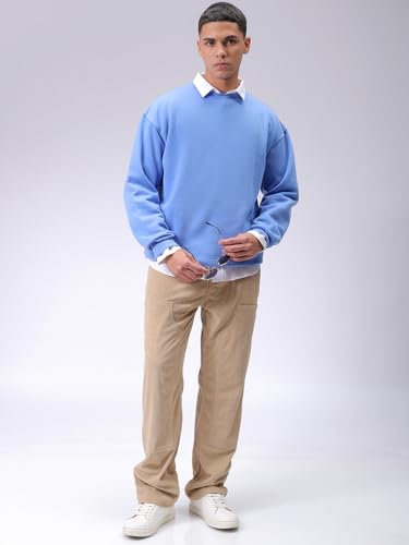 Image of The Indian Garage Co Men Oversized Solid Overhead Crewneck Sweatshirt