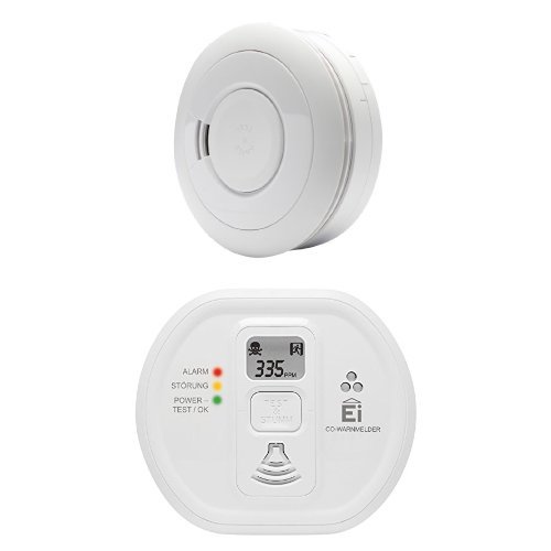 Ei Electronics Ei650 10-Jahres-Rauchwarnmelder, weiß, 1 Stück + Ei208D 10-Jahres-Kohlenmonoxidwarnmelder, weiß, 1 Stück