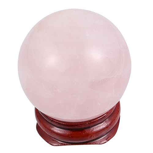 Yardenfun Adorno de Bola de Cristal Rosa de con Soporte de Madera para Decoración y Feng Shui