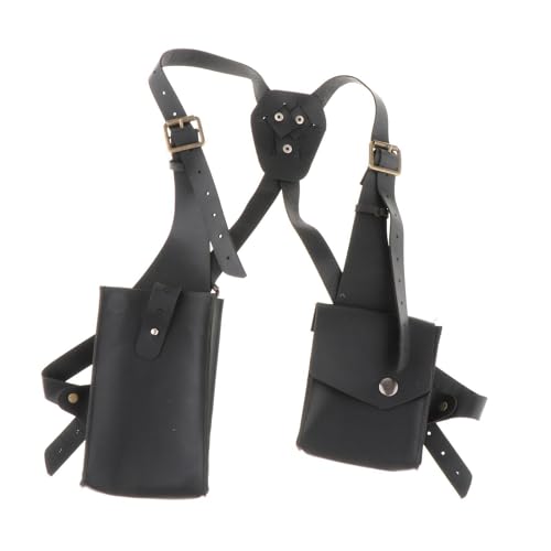 Qianly Shoulder Harness Bag Handmade Steampunk for Riding Bike Cycling Sports Camping, Black