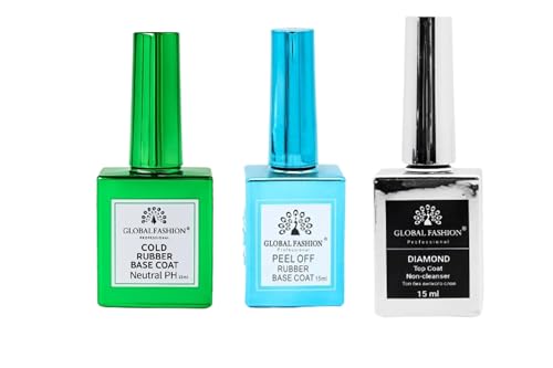 3-Piece Nail Gel Set – Cold Rubber Base Coat, Peel Off Rubber Bas...