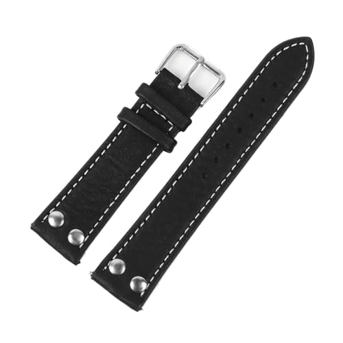Bracelet de montre en cuir véritable 22mm fait main YINGO pour montre automatique noire