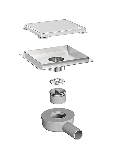 Neodrain Shower Drain Stainless Steel Square Floor Drain 2 in 1 Tile Insert with 360° Siphon, Hair Strainer and Drain Adapter - Image 2