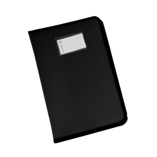 Image of Worldone Zipper Display Book Folder for Documents, with Name Card, Made of 0.8mm Virgin PP Material with 20 Bound Plastic Binder Sleeves, Size FC (fullscap), Black, Set of 1