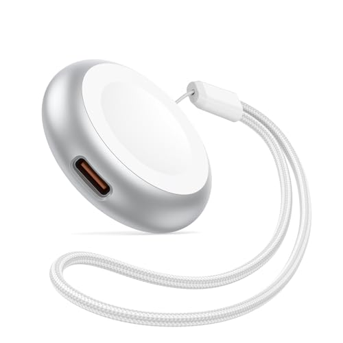Vancle Adaptador Cargador para Apple Watch, Estación de Carga Inalámbrica, Base de Carga Portátil de Metal USB C para iWatch Series 10 9 SE 8 7 6 5 4 3 2 1 Ultra/Ultra 2 (Plata)