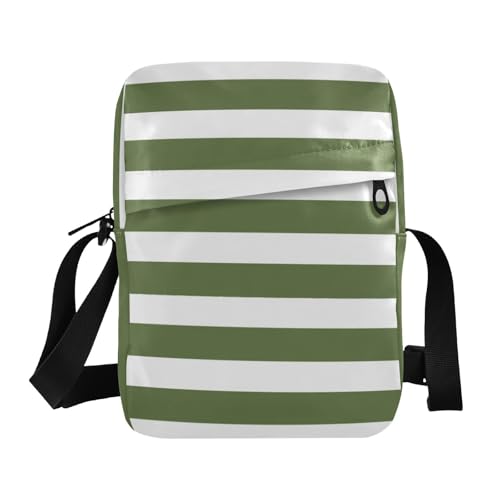 MCHIVER Small Messenger Bag Dark Green Stripes Crossbody Bag for Men Women Cellphone Wallet Side Bag for Outdoor Travel