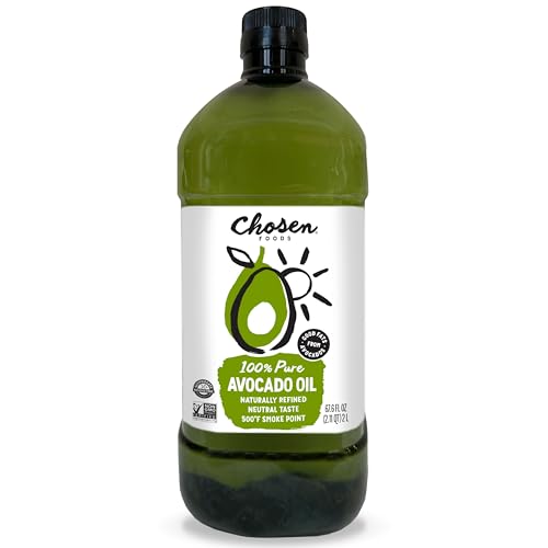 Chosen Foods Avocado Oil, 2 Liter - All Purpose Cooking Oil made from 100% Pure Avocados - Non-GMO, Gluten-Free, Keto Friendly, Glyphosate Free - 67.6 Fl Oz (Pack Of 1)