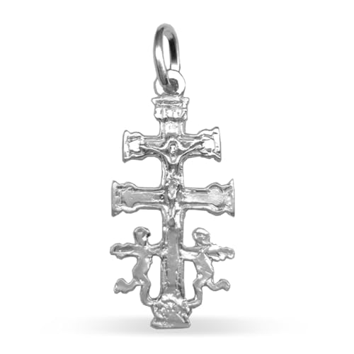 Sebaoth Cruz de Caravaca Bendecida - Plata de ley 925 - Dije con Angeles - Fabricada y enviada desde Caravaca. Tamaño a elegir. Ideal para regalo (2.2 cm)