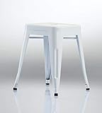 Gummifüße Duhome Eisen/Metall Hocker Höhe 46 cm Arbeitshocker Stapelbar und Robust Industry Design Farbauswahl 665A, Farbe:Weiss, Material:Metall