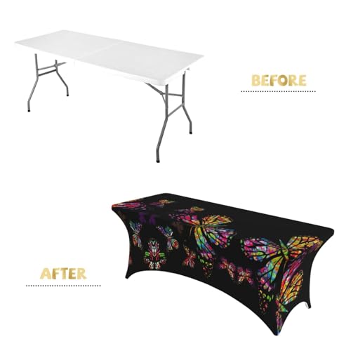 Nappe rectangulaire extensible EdWal en spandex premium imprimé papillon 1m80 - 5