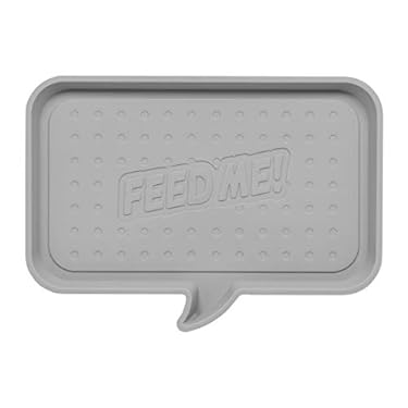 AMAZON - IRIS USA Small “Feed Me” Feeding Mat with Raised Edges and Non-Slip Rubber Feet, Easy Clean Protective Waterproof Feed Tray for Pet Dog Food and Water Bowls and Pet Water Fountains, Gray