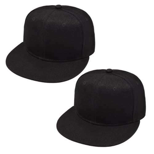 SAIIURV 2 Piezas Snapback Cap Men Women, Gorra de Béisbol Ajustable Unisex, Gorra de Béisbol Moda Estilo Streetwear, Snapback Sombrero de Malla Trasera para Casuales Running Beisbol Tenis Golf (Negro)