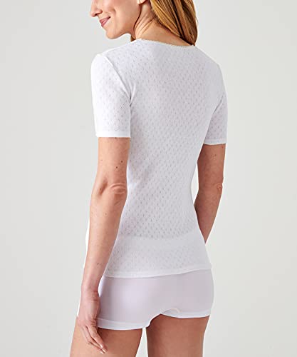 Damart - Thermolactyl Hollow Mesh Short Sleeve T-Shirt, White, M