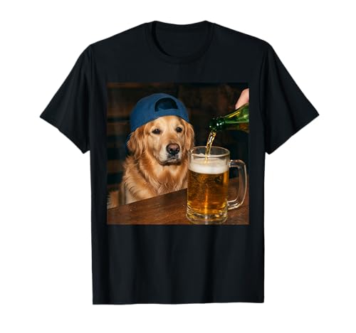 Golden Retriever Drinking Beer Funny Dog Meme T-Shirt