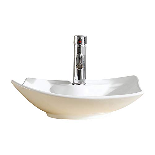 Fine Fixtures Stylized Vessel Sink Vitreous China w/Faucet Hole MV1917TW by Fine Fixtures - Used condition - US$188.18