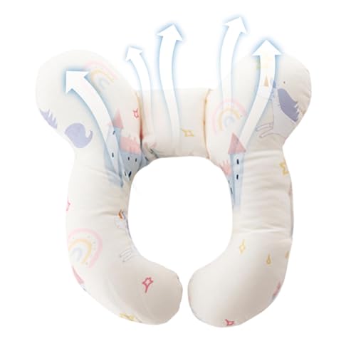 Almohada multifuncional para bebé, almohada de lactancia para niños en de U, almohada para niños pequeños, diseño de dibujos animados, apoyo óptimo, almohadas de lactancia para madres y bebés