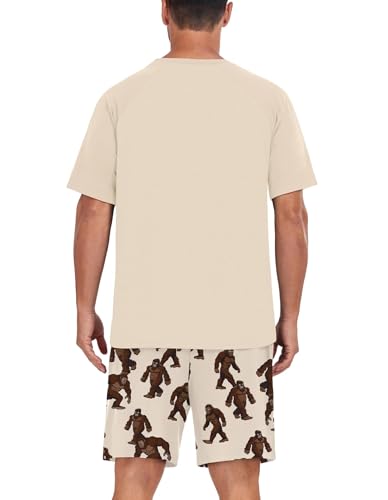 Image of Mens Pajamas Set Lightweight Summer Pjs Sleepwear Soft Comfy Short Sleeve Loungewear With Pocket (S-4X)