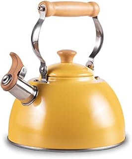 Czajnik indukcyjny 2,5 l, czajnik z gwizdkiem, do wszystkich rodzajów kuchenek, stal nierdzewna, czajnik na kemping, z drewnianym uchwytem, Cool-Touch, dzbanek do herbaty, kawy, szklanej, ceramicznej,