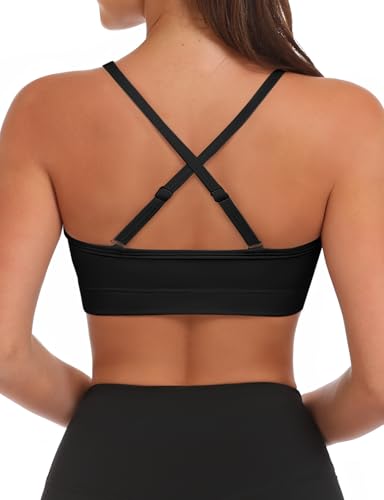 Buauty V Neck Sports Bra for Women, Padded Push up Sport Bras Adjustable Thin Straps, Light Support Yoga Camisole4