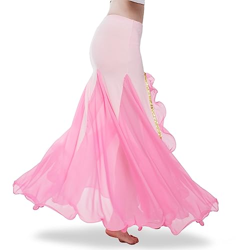 ROYAL SMEELA Women's Red High Split Ruffle Belly Dance Skirt