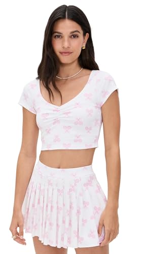 LOVESHACKFANCY Women's Kudura Top, Victory White, M