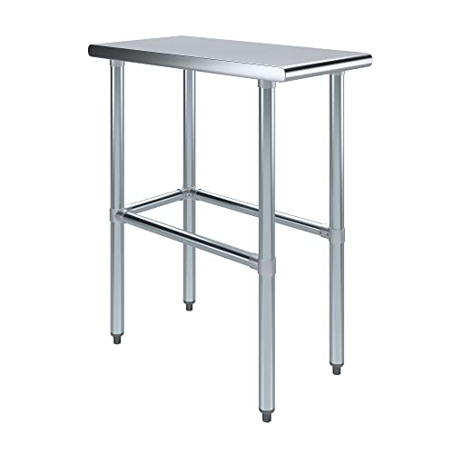 Image of AmGood Stainless Steel Work Table Open Base | Metal Work Bench (Stainless Steel Table Open Base, 15 inch Long x 30 inch Deep)