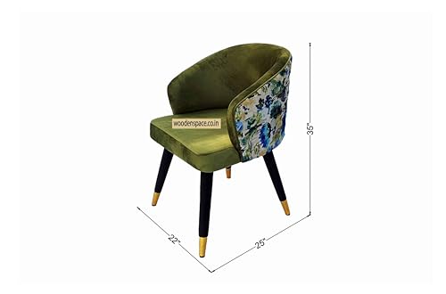 Image of WOODEN SPACE 6-Seater Wooden Dining Table Set | Nano Composite Marble Top | Solid Wood Base | Modern Dining Room Furniture with 6 Chairs (Green)