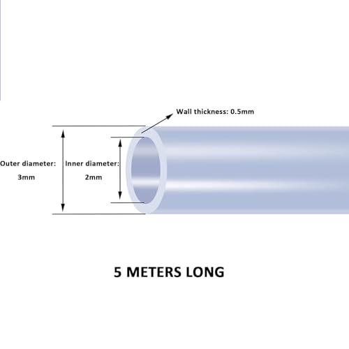 COYOUCO Silicone Tubing Length 5 Meters (16.4Ft) Food Grade High Temperature Resistant Silicone Hose for Home Brewing,2mm*3mm
