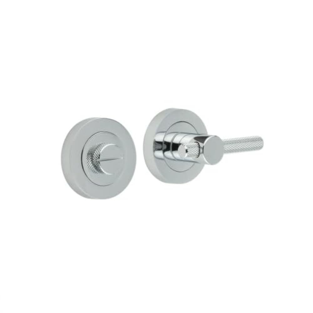 Ironmongery Solutions® Jedo Bari Knurled Turn & Release Solid Metal Bathroom Privacy Lock Fixings Included (Polished Chrome)