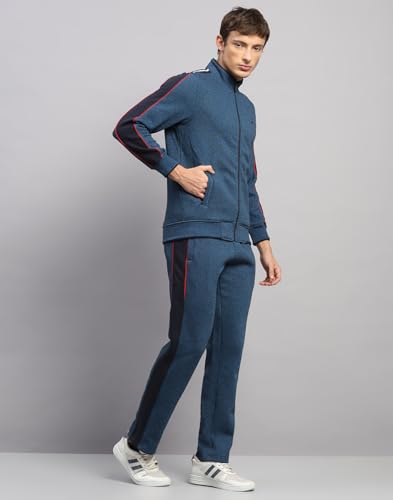 Image of Monte Carlo Mens Regular Fit Solid Collar Neck Full Sleeves Winter Tracksuit| Men Track Suit | Stylish Sportswear Set with Jacket and Lower | Activewear Set For Men's (Pack Of 1)