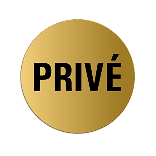 Plaque de Porte - Privé Ø 75 mm Plaque signalétique Aluminium aspet laiton Nr.39016-M
