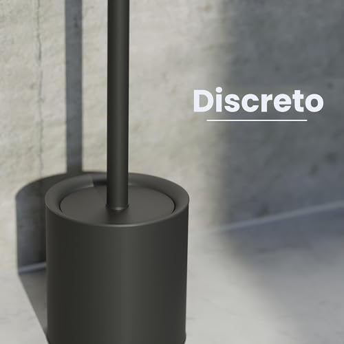Miniatura 4 de Savega Escobilla Baño Silicona Antibacteriana - Escobillero Baño Acero Inoxidable Diseño Con Protección Antisalpicaduras Negro Mate