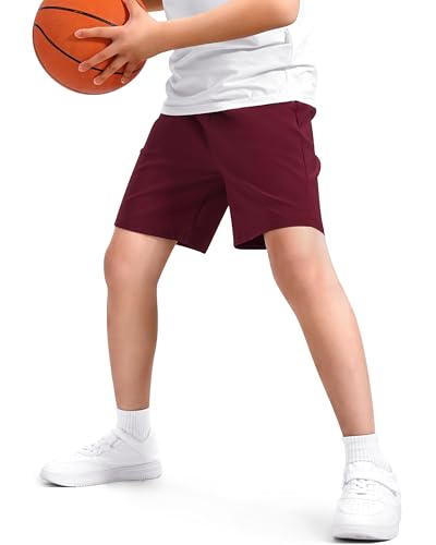 Image of Somaibo Boys Athletic Shorts Kids Quick Dry Basketball Soccer Running Sports Gym Active Performance Shorts with Pockets