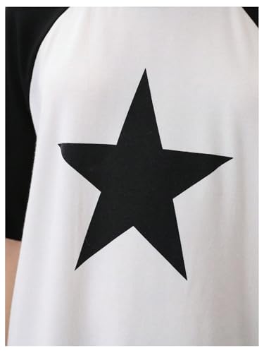 SHENHE Girl's Oversized Star Graphic T Shirt Raglan Sleeve Colorblock Crewneck T Shirt3
