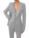 Solid Work Pant Suit for Women Business Office Lady Suits Sets Gray 14